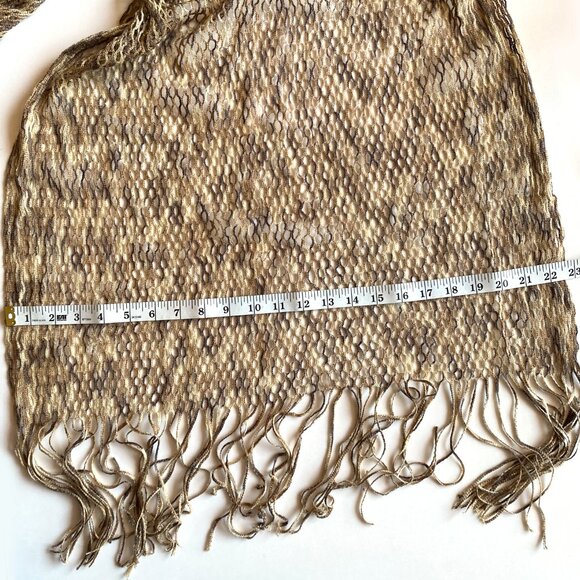 Missoni Style Scarf Beige Taupe Brown Design Loose Knit Women Designer Shawl - Picture 6 of 9